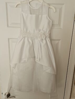 White Flower-Accent Girls' Occasion Dress
